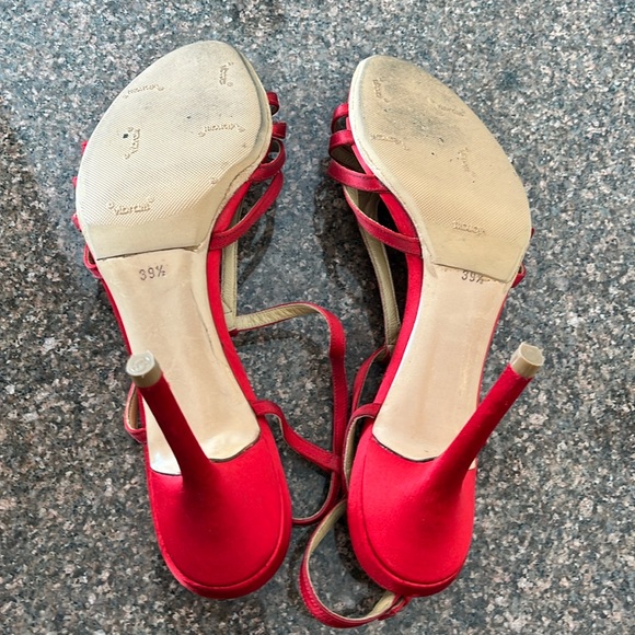 VALENTINO GARAVANI LADIES RED SILVER CRYSTAL HEEL SANDAL-9.5-WEDDING-PARTY-PROM - Picture 7 of 14